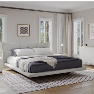King Size Grey Upholstered Floating Bed